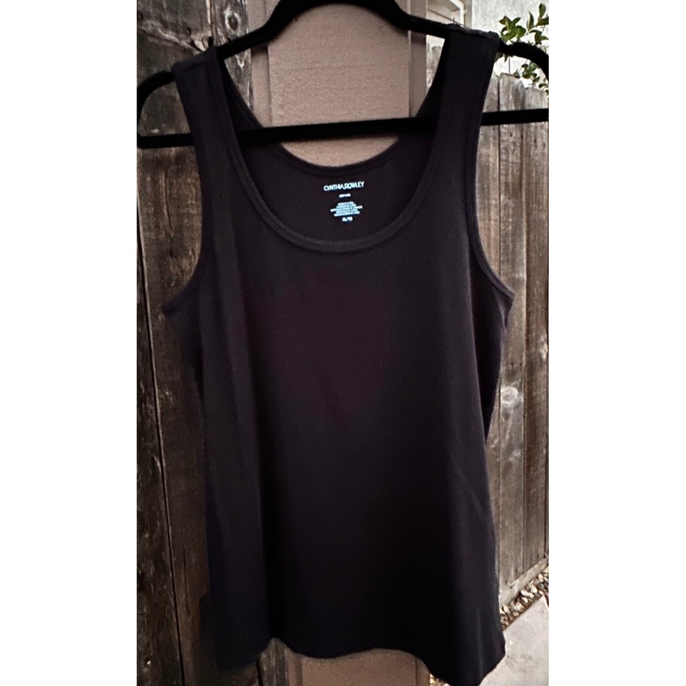 Cynthia Rowley Tank Top Women's XL Black Cotton Modal Stretch Scoop Neck